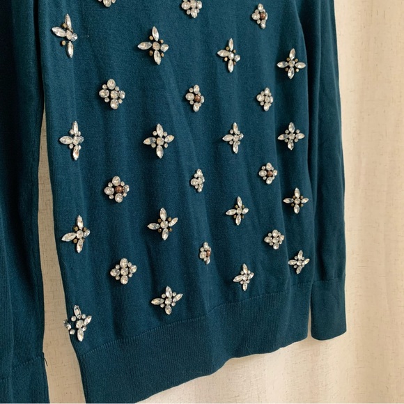 Halogen Wool Blend Longsleeve Crew neck Embellished Rhinestone Sweater Small - Picture 3 of 5